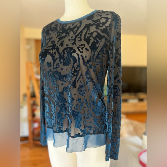 Vera Wang Sheer Velvet Top PS - Picture 1 of 6